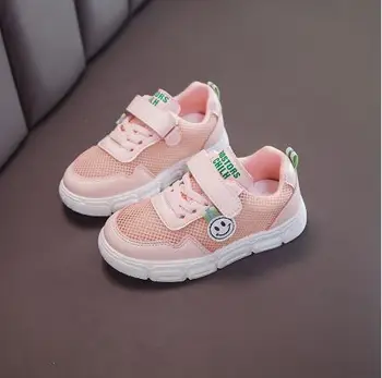 

Girls Solid Shoes 2020 New Korean Wide Spring Summer Boys Sneakers Children White Cartoon Pu Mesh Rubber Sneakers Kids Shoe Girl