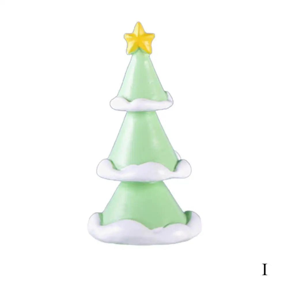 I Light green tree Снеговик дорогой Санта Клаус дерево миниатюрная фигурка мини рождественские фигурки украшения DIY садовый орнамент смолы ремесло Детские игрушки - Цвет: I Light green tree