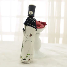 Полностью автоматический зонт, высококачественный Солнечный зонтик с цветами, Женский Зонт от дождя, Зонт от дождя