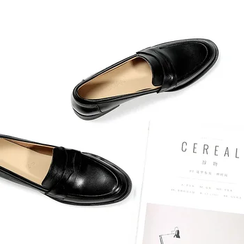 

Mordoan Genuine Leather Loafers Women Slip On Round Toe Flats for Ladies Casual Shoes Women with flat sole and single shoes