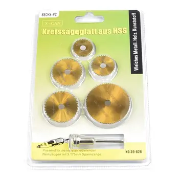 

6pcs Mini Circular Saw Blade Set HSS Cutting Disc Rotary Tool Accessories Compatialble for Dremel - Wood Plastic Aluminum