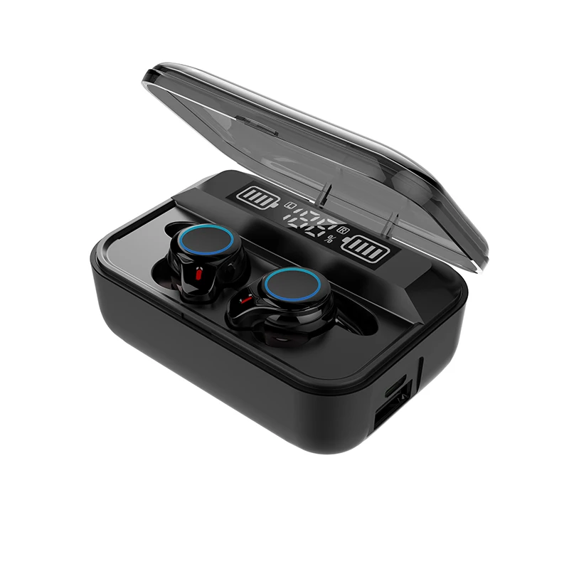 TWS беспроводные наушники Мини Bluetooth 5,0 стерео звук наушники светодиодный цифровой дисплей гарнитуры с 1500 мАч зарядки
