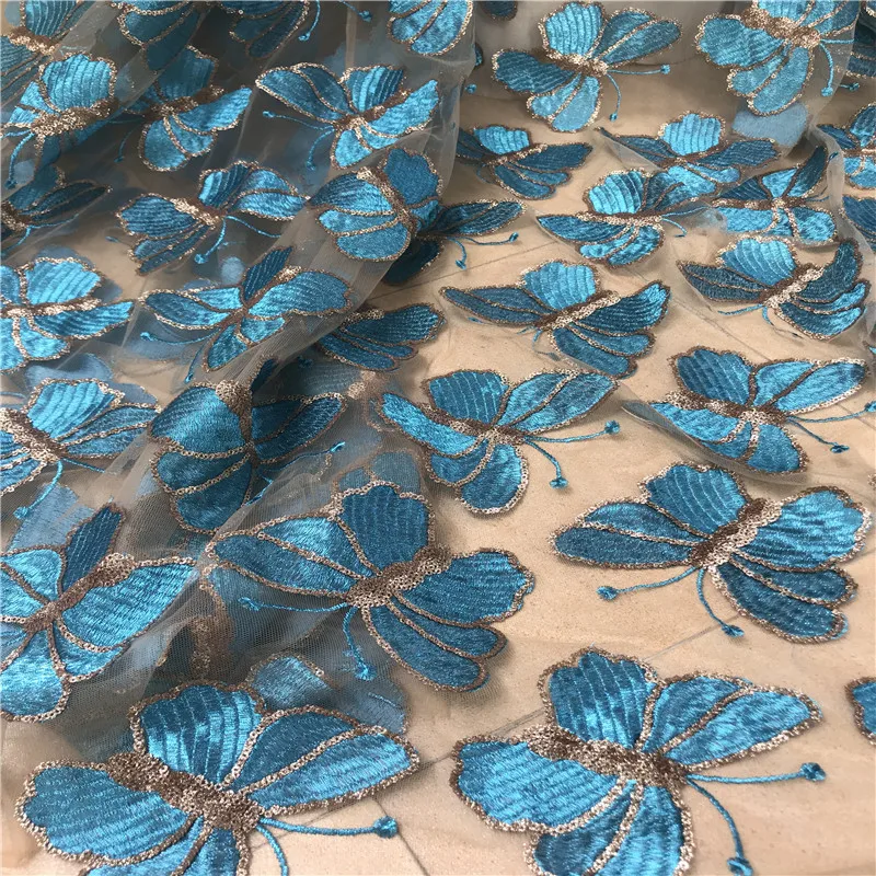 Sat-30.6806 embroidered Mesh Tulle fabric Factory price sequins Nigerian lace fabrics | Дом и сад