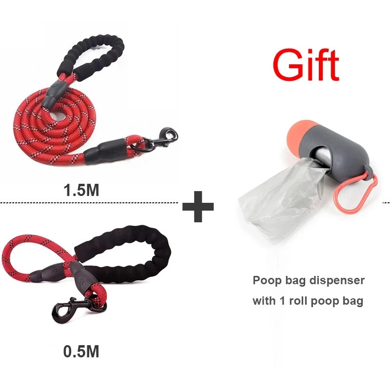 Strong Dog Leashes Reflective Durable Dog Leads Rope with Soft Padded handle Dog Walking Training Leash 0.5M 1.5M