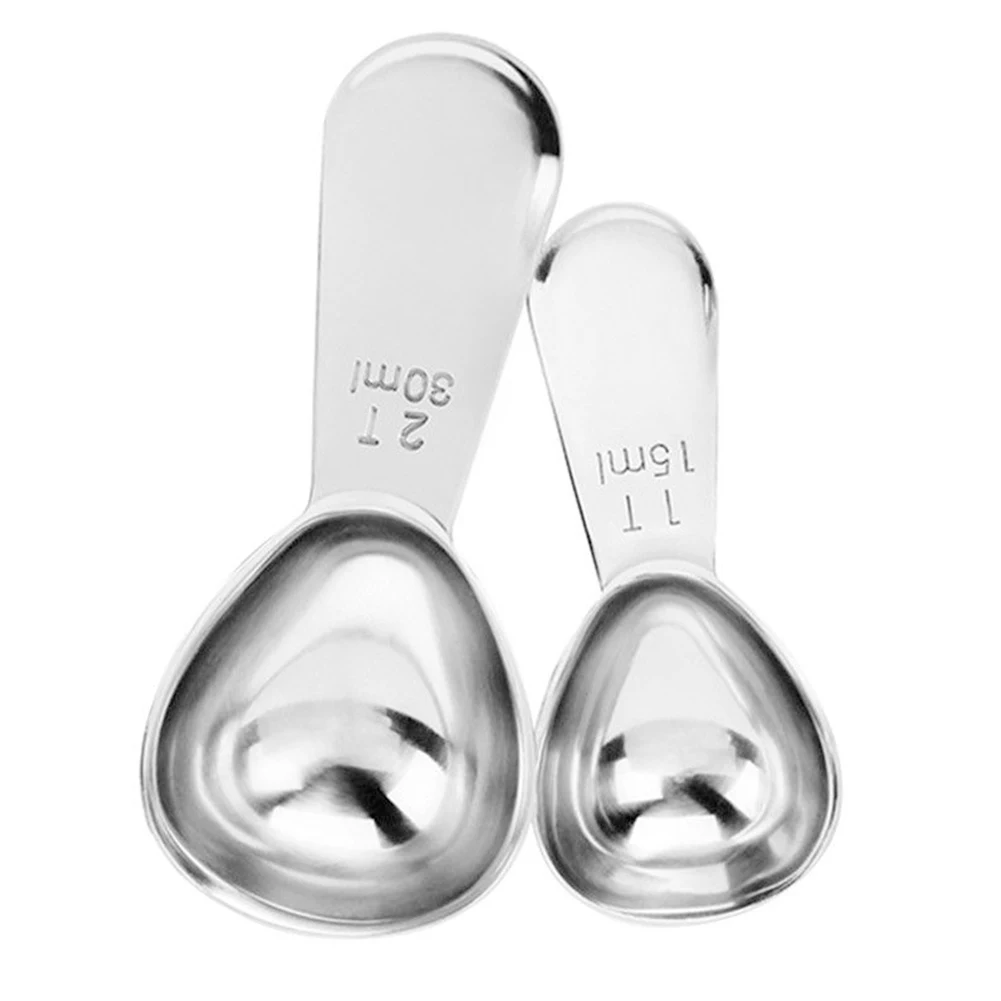 

2pcs 15/30ml Spoon Ergonomic Mini Milk Accurate Scoop Spices Coffee Sugar Kitchen Tool Stainless Steel Measuring