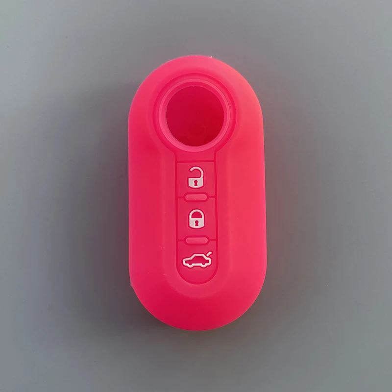 Silicone car key cover case shell for Fiat 500 Punto Panda Bravo 3 button foldingKey Car Accessories key case key case cover car key shell
