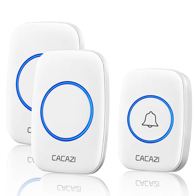 1 button 2 receiver CACAZI Кольцо Дверной звонок 2 беспроводной Deurbel Chime Alarma Водонепроницаемый 300 м Удаленный диапазон приемник 60 курантов 1 Кнопка 1 2 приемника - Цвет: 1 button 2 receiver
