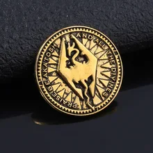 The Elder Scrolls Online Elsweyr Coin Keychain Drago Logo Ancient Bronze Souvenir Key Chain for Women Men Jewelry with Box
