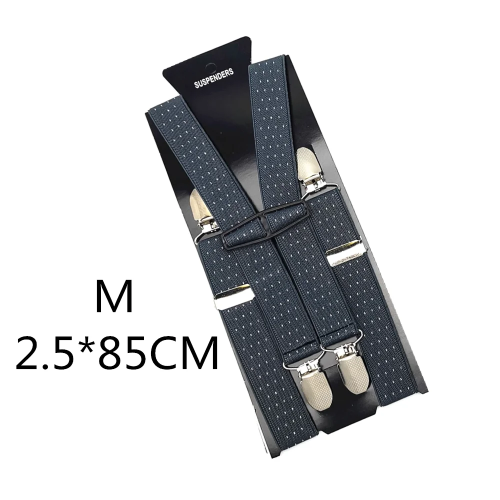 Grey dot-85cm 2,5 см ширина, для взрослых и детей, жаккардовые подтяжки в горошек, для мужчин и женщин, эластичные регулируемые подтяжки, подтяжки, свадебная праздничная одежда, подходящая рубашка - Цвет: Grey dot-85cm