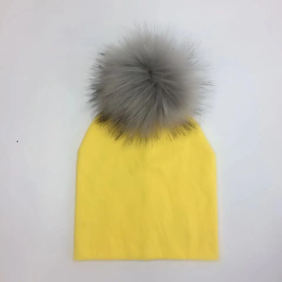 1 yellow Детские хлопковые шапки с помпонами; реквизит для фотосессии; Детские шапки для новорожденных; аксессуары для мальчика; шапочка для маленьких девочек; детские шапки - Цвет: 1 yellow