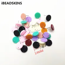 Новое поступление! 14 мм 100 шт./лот акриловые серьги-гвоздики в форме монеты/серьги аксессуары/детали для серег ювелирных изделий DIY