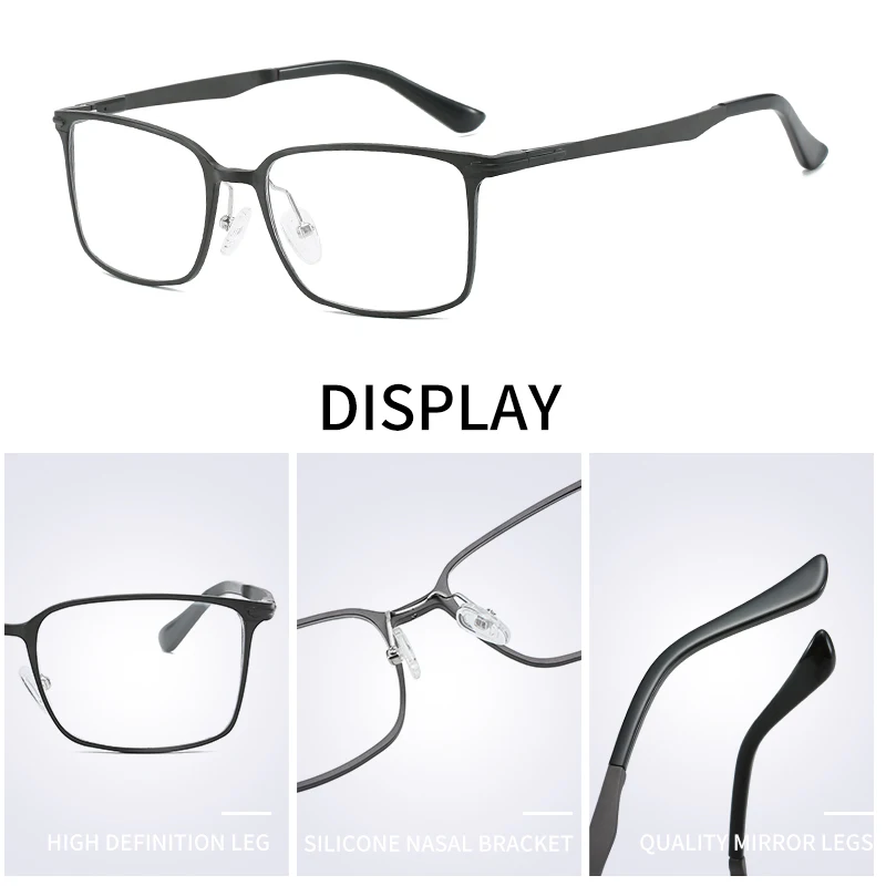 Очки из HDCRAFTER сплава, оправа для мужчин, 11 г, ультралегкие квадратные очки для близорукости по рецепту, мужские очки с металлической оптической оправой