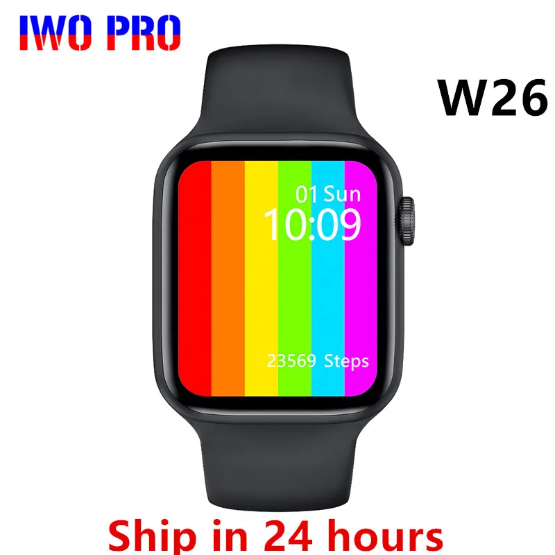 Iwo pro w26 relógio inteligente 2020 series 6 bluetooth chamada monitor de freqüência cardíaca temperatura à prova dpk água smartwatch pk x16 fk88 hw12 max