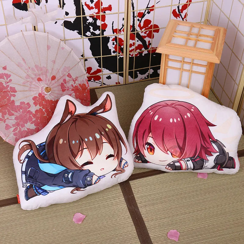 

45cm Arknights Pillow Toy Game Texas Exusiai Lappland SilverAsh Ifrit Stuffed Plush Doll Double Sided Cushion