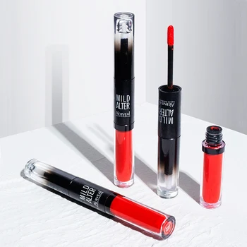 

Double-end Lip Gloss+Liquid Lipstick Moisturizing Waterproof Non-stick Cup Long Lasting Color Rendering Shimmer Matte