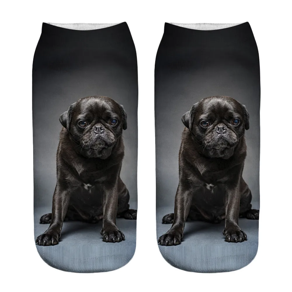 Зимние Носки Популярные забавные короткие теплые носки унисекс хлопковые повседневные носки с 3D принтом собаки Calcetines 8W1 - Цвет: J