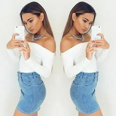 Fashion Womens Ladies Stylish Solid Sexy One Collar Off Shoulder Bardot Long Sleeve Knitted Jumper Sweater Casual Blouse Tops | Женская