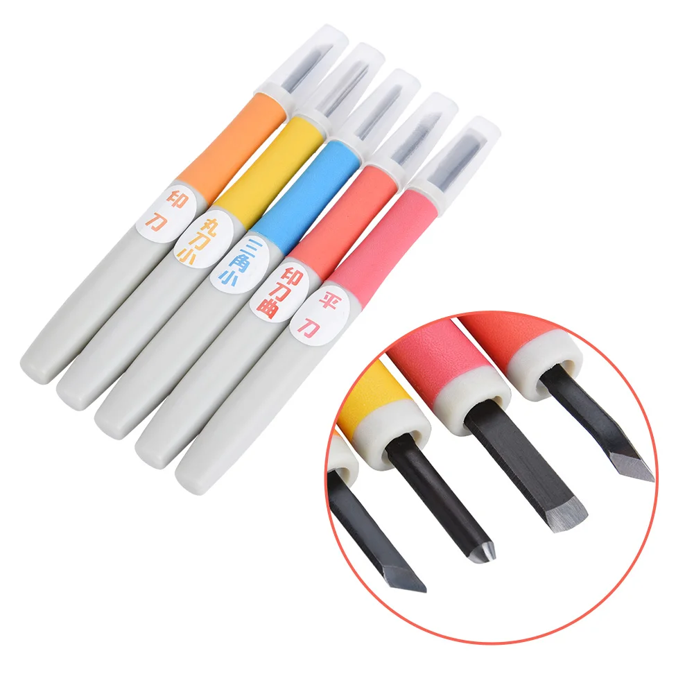 

New 5PCS Rubber Stamp DIY Sculpture Knife Carving Tool Set Printing Knife Small Round Knife Dropshipping