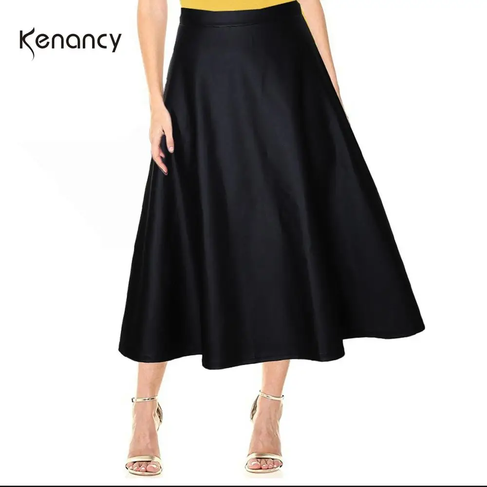Женская винтажная юбка-трапеция Kenancy черная повседневная юбка миди из
