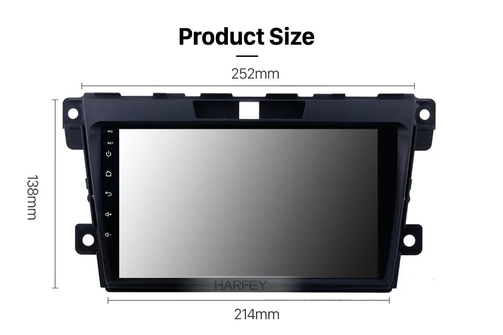 Perfect Harfey 2 Din  9 inch Android 8.1/9 Car Multimedia player GPS Navigation for 2007 2008 2009 2010 -2014 MAZDA CX-7 with Bluetooth 15