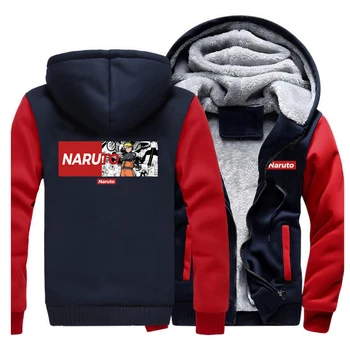 

winter brand tracksuit Anime Naruto sweatshirt man windproof thick hoodies men fashion hip-hop jackets coats clothes