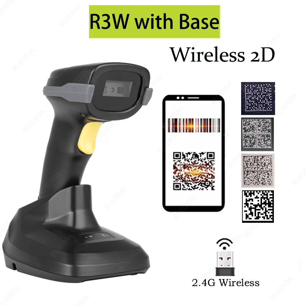 Wireless Buetooth Barcode Scanner qr Code Wireless 2d barcode Reader Handheld Barcod Scanner Wireless Bar code Scanner with Base photo negative scanner Scanners