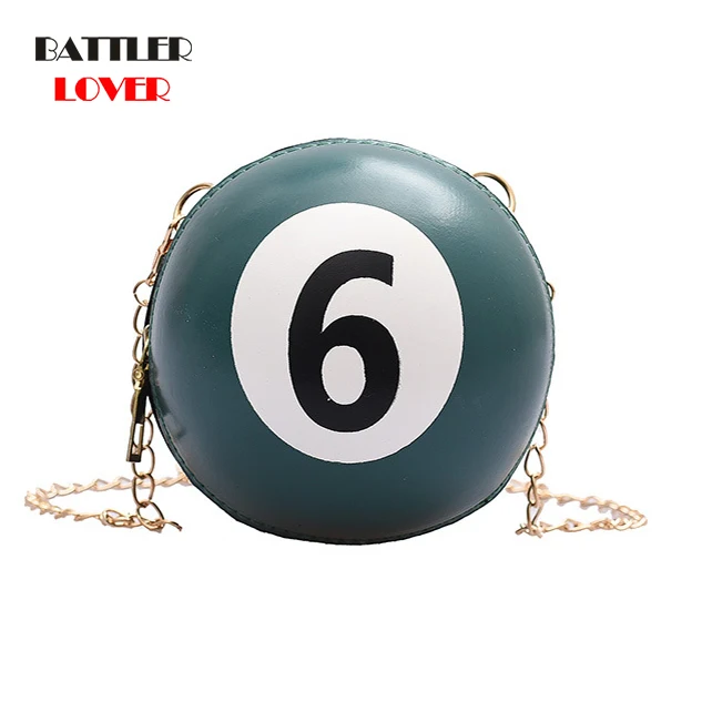 Trend Round Female Bag Hand Luggage Shoulder Chain Diagonal Package Billiards Styling Personality Creative Women Single Zipper