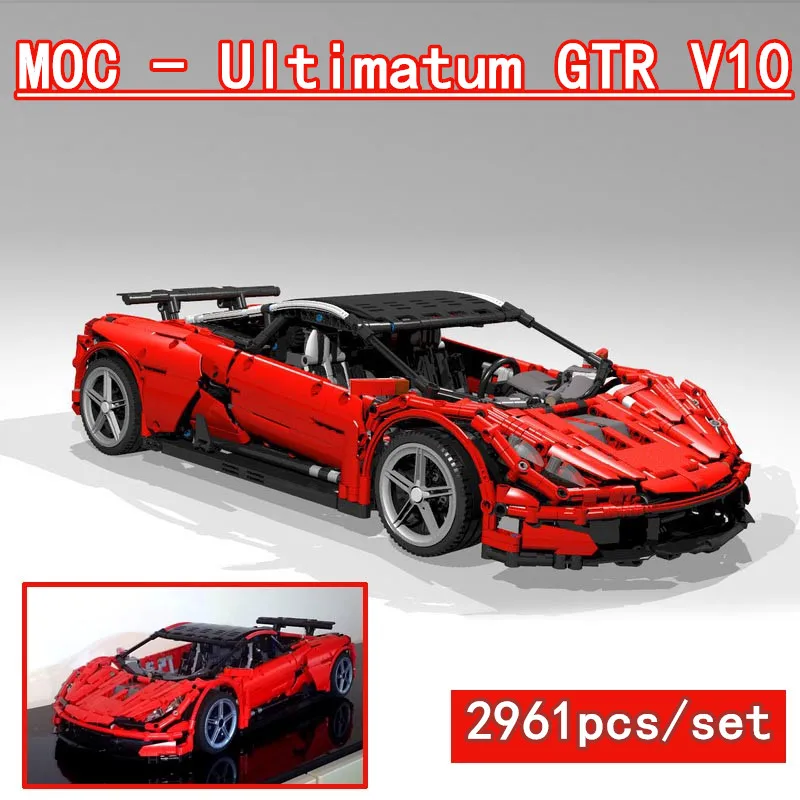 Новая технология серии MOC-14052 Ultimatum GTR V10 спортивные автомобильные строительные блоки кирпичи diy игрушка подарок на день рождения Рождество