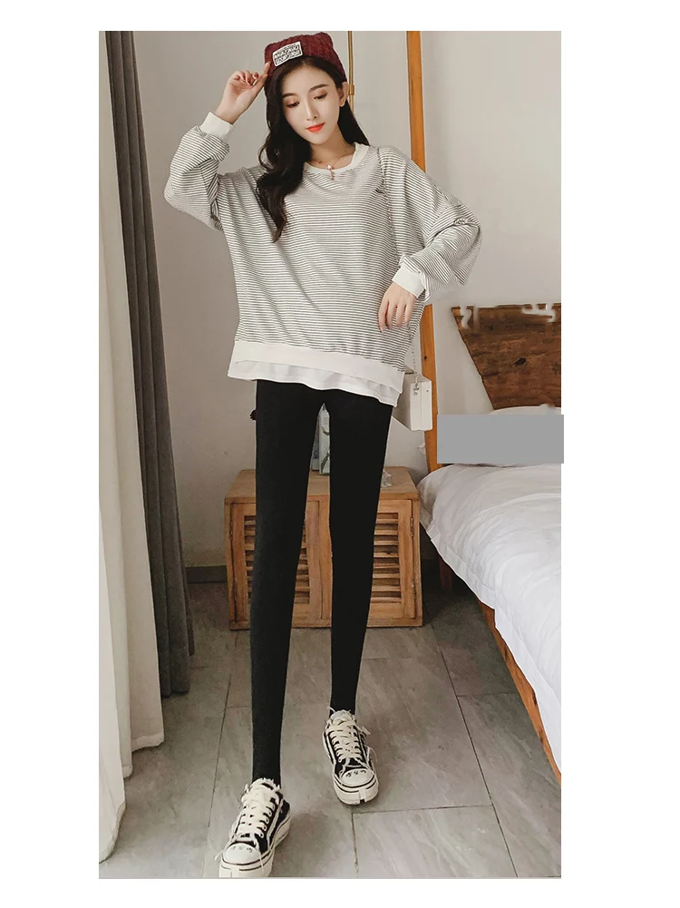 Autumn Winter Thick Warm Maternity Skinny Legging Thermal Fleece Belly  Pantyhose Clothes For Pregnant Women Pregnancy Pants