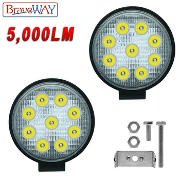 

Braveway Led Work Light 4Inch 6500K 27W Led Beam Driving Light for Cars DRL SUV Tractor Boat Offroad Pickup Road Roller 12V 24V