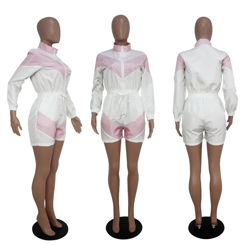 LEOSOXS Women Casual Playsuit Long-Sleeved Turtleneck Sport Wear Casual Solid Color Stitching Jumpsuit Women Women Rompers
