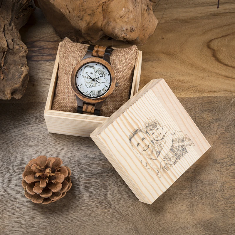 bambu madeira gravar imagem relógio de pulso
