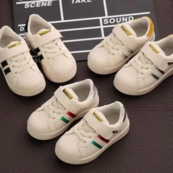 

Autumn Boys and Girls Shell Toe Flat Shoes With Loop Fasteners Design,Soft sole comfortable casual shoes For Children