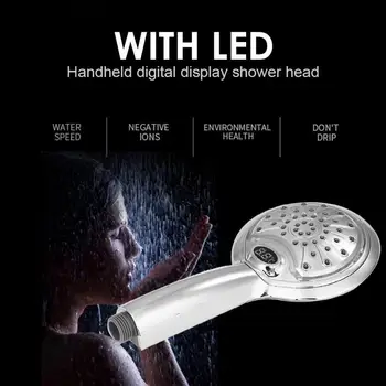 

New Digital LCD Display Temperature Control 3 Colors LED Lights Water Power Single Round Head for Water Bath Bathroom