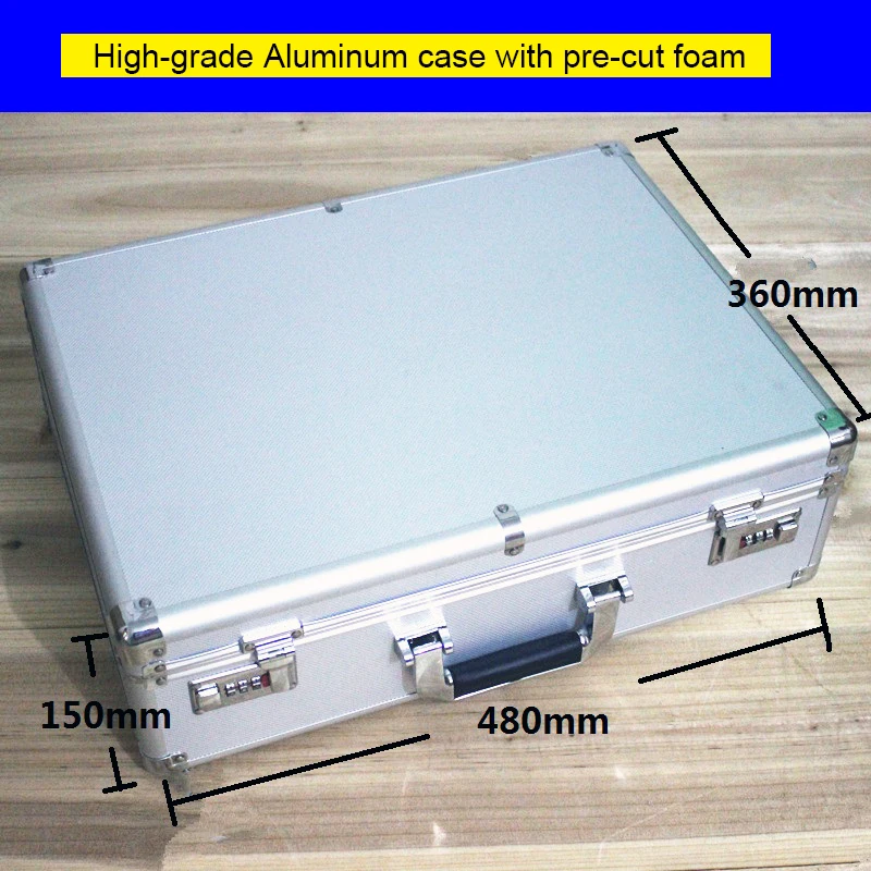 

High-grade Aluminum case tool case toolbox 47* 35*14cm strong box meter suitcase file case instrument case With lock suitcase