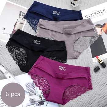 

6pcs sexiness Panties for Woman Underwear solid Breathable Soft Lingerie Female Briefs Panty Sexy silk Lady Women's Underpants