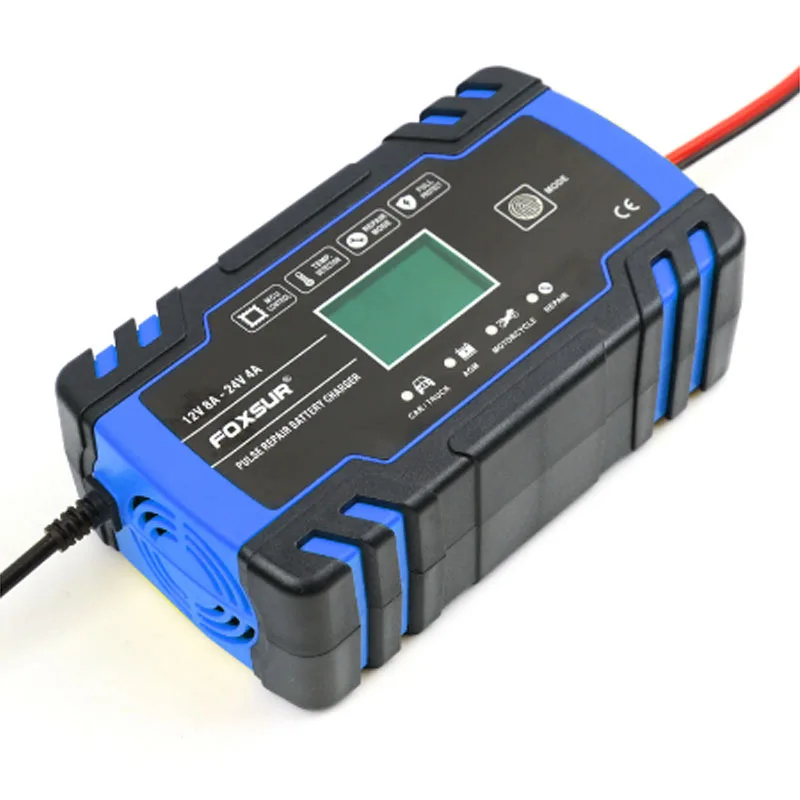 FOXSUR автомобиля Мотоциклетные батареи Зарядное устройство 12V 8A 24V 4A смарт-устройство для быстрой зарядки для AGM гель мокрый EFB свинцово-кислотный Батарея Зарядное устройство