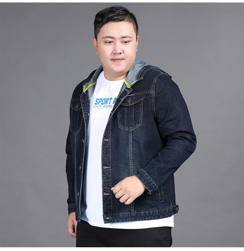 10XL 8XL 6X Мужская джинсовая куртка мужская Ковбойская хлопковая приталенная однобортная куртка повседневная Весенняя Мужская куртка с капюшоном и пальто