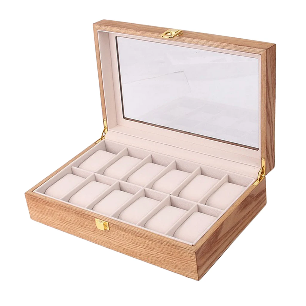 10/12 Slots Watch Box Case Organiser Wooden Portable Jewelry Storage Holder