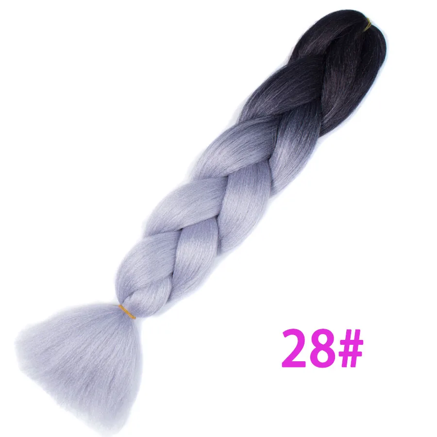 Ombre синтетические косички для наращивания волос для вязания крючком косички 2" 100 г огромные косички два тона Ombre цвет розовый черный серый - Цвет: T1B/33