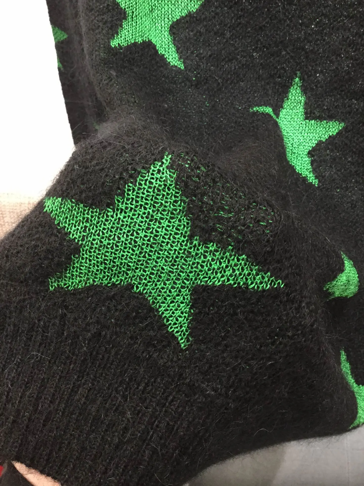 Женский модный сексуальный Повседневный пуловер со звездами из мохера с длинным рукавом 1223