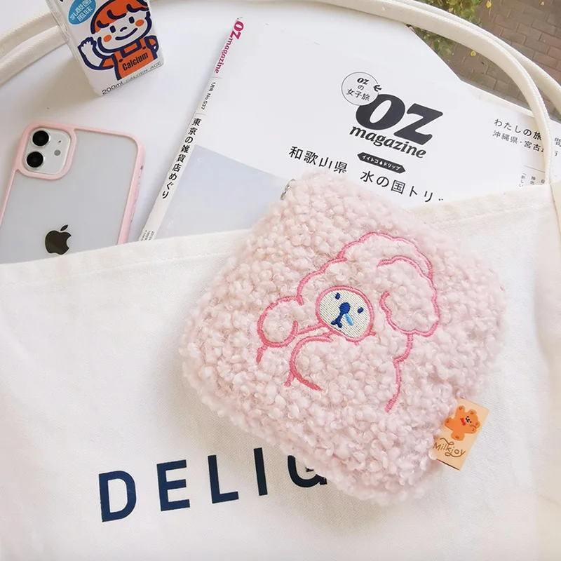 Cartoon Bear Sanitary Napkin Bag Cute Ins Plush Sanitary Napkin Storage Bag Kawaii Cosmetic Key Storage Bag Handbag Girl Gifts Storage Bags Aliexpress
