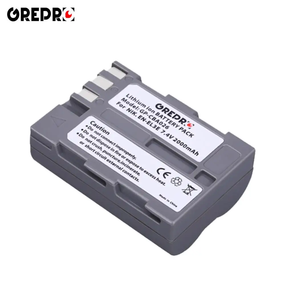GREPRO 2000 мА/ч, EN-EL3E EN-EL3e ENEL3E RU EL3E литийионный Аккумулятор для Батарея для Nikon D300S D300 D200 D100 D50 D70 70s D80 D90 D700 - Цвет: 1 battery