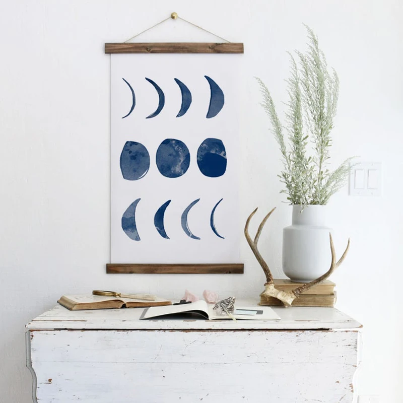 Nordic Style Wall Canvas Painting Moon Forest Flower Plant Art Oil Print Hanging Poster Home Decor Framed | Дом и сад