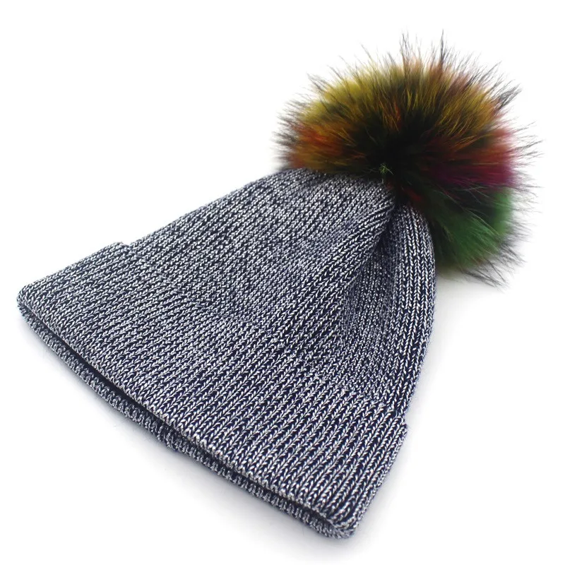 Ditpossible новые модные серебряные вязаные шапочки skullies шапки для женщин зимние шапки из натурального меха полосатая шапка gorro Женская