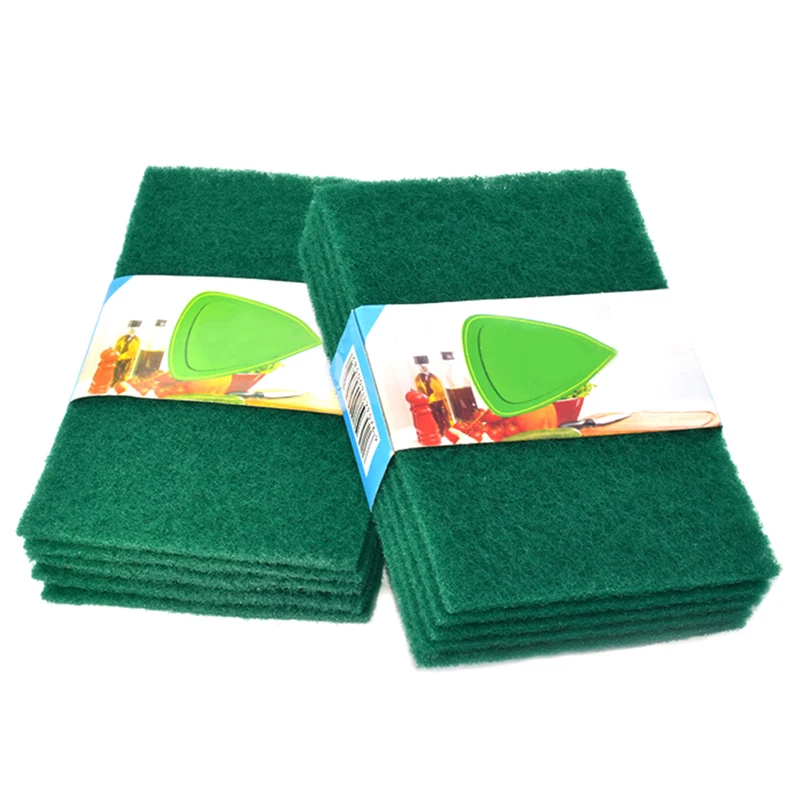 

5pcs Scouring Pads Cleaning Cloth Dish Towel Green Home Scour Scrub Set