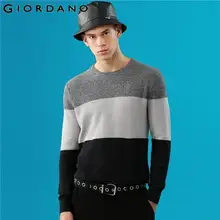Giordano мужские свитера контрастный круглый вырез, длинный рукав трикотажный пуловер ребристые манжеты и отворотом Blusa De Frio Masculino 90059881