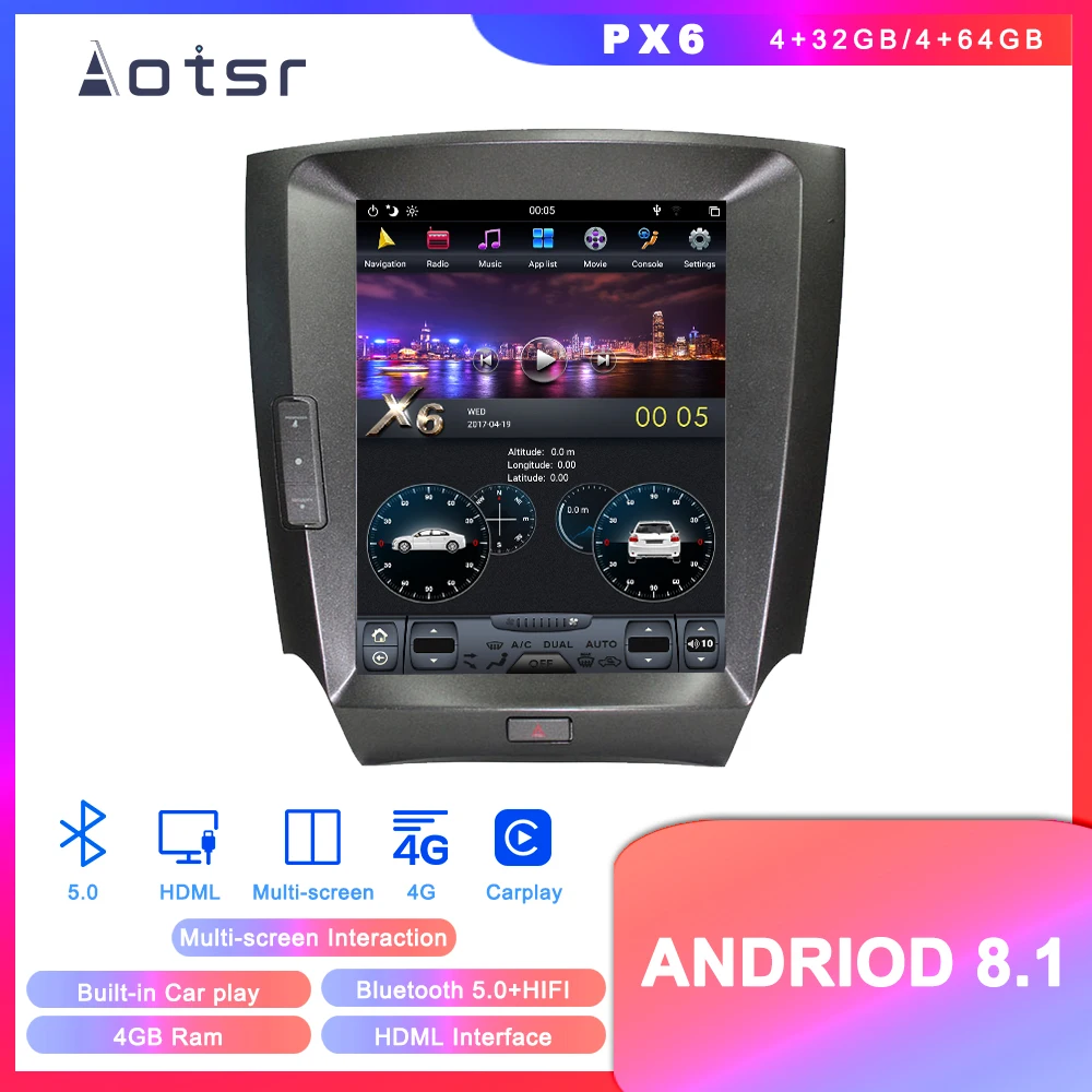 Тесла Android6.0 автомобиля нет dvd-плеер gps навигации для Lexus GS GS300 GS350 GS450 GS460 2004-2011