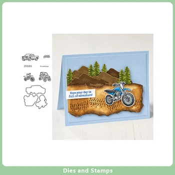 

Metal Cutting Dies and Rubber Stamps DIY Scrapbooking Card Motorcycle Dies Cut Stencils Paper Crafts Handmade Photo Album Decor
