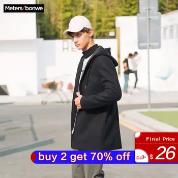 

METERSBONWE Hoodies New Winter Men Wool Coat Simple Medium-Long Overcoat Literary Young Jackets